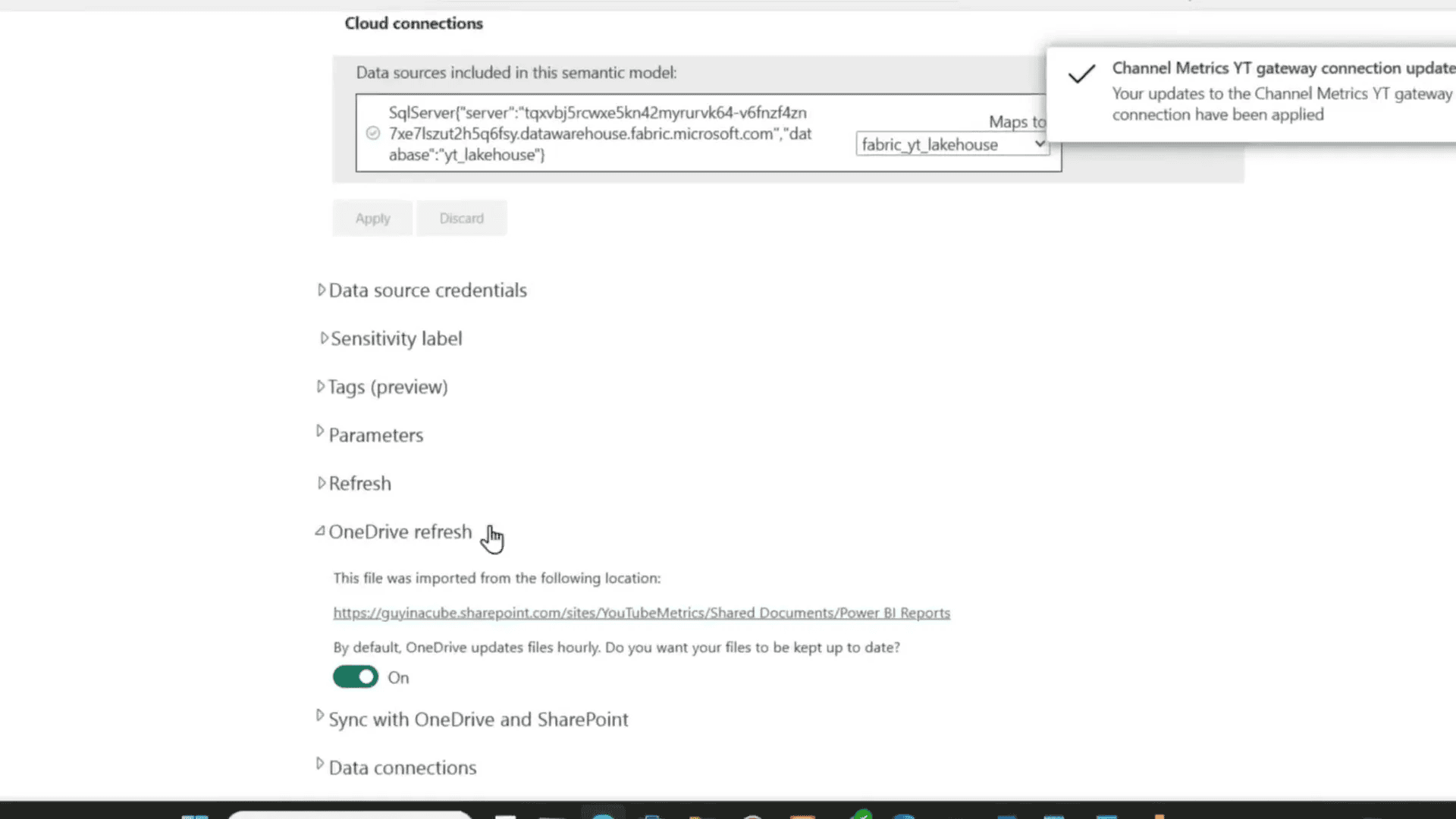 Refreshing data model settings Publish Button in Power BI