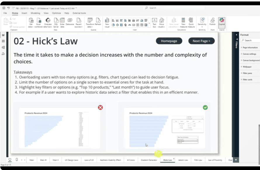 2. Hick’s Law Power BI UX Design